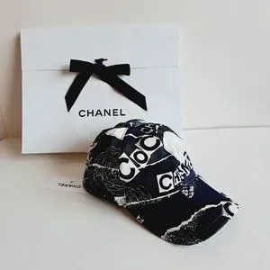 New Chanel 100% Cotton Coco Roses Print Cap Hat Navy Black White CHANEL | Accessories | New Chanel 0 Cotton Coco Roses Print  main image 3